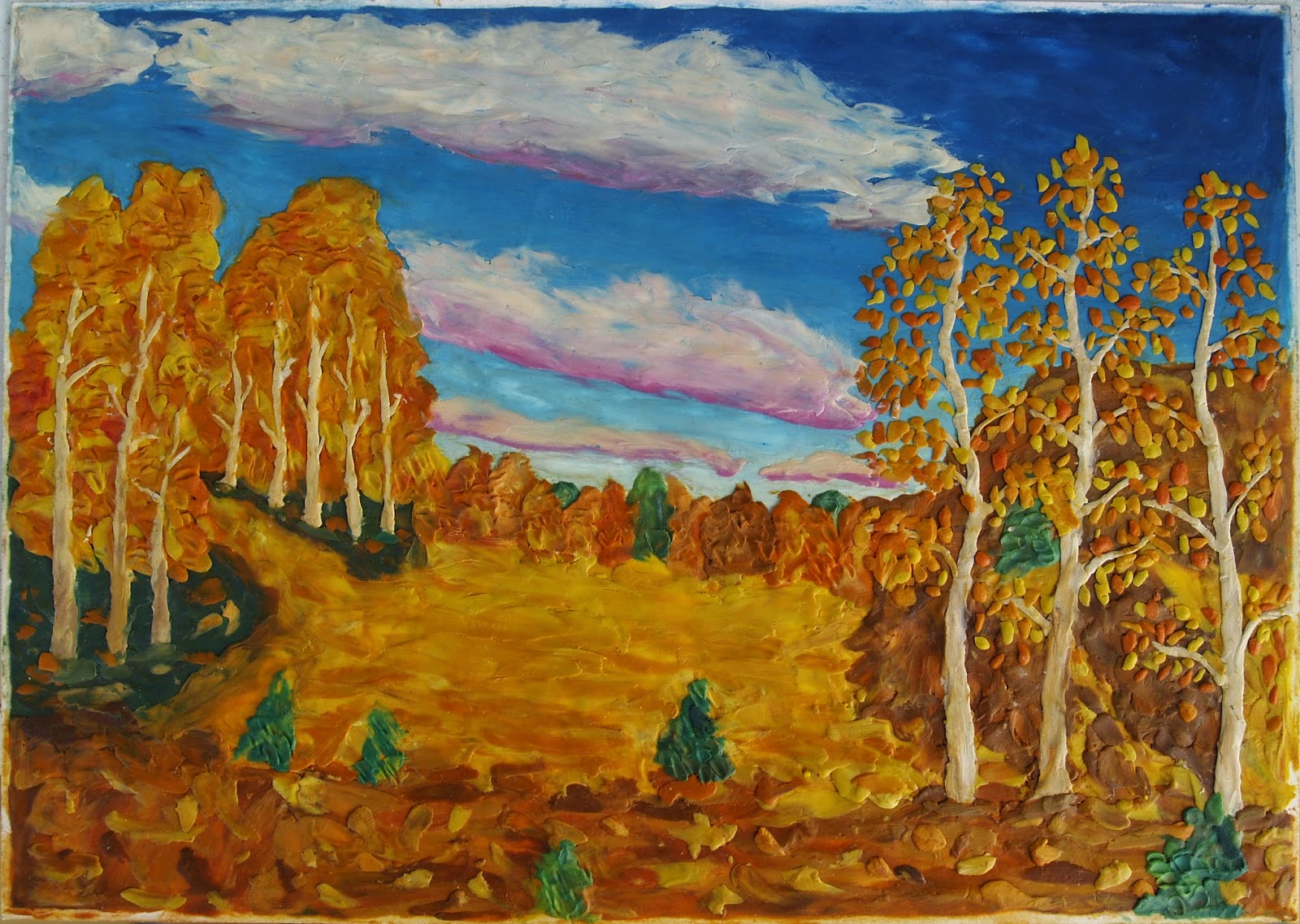 Левитан Золотая осень Пластилиновая живопись